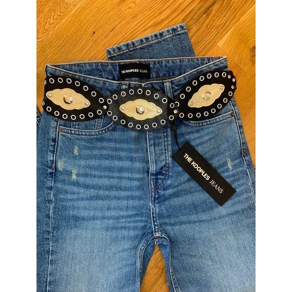 The Kooples Jeans in Blue Denim Size 27 Button Fly Skinny Leg Whiskered Pockets - Picture 4 of 8